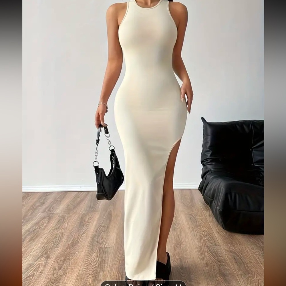 Casual crew neck sleeveless dress